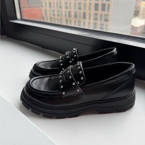 Zara Black Studded Chunky Loafers
